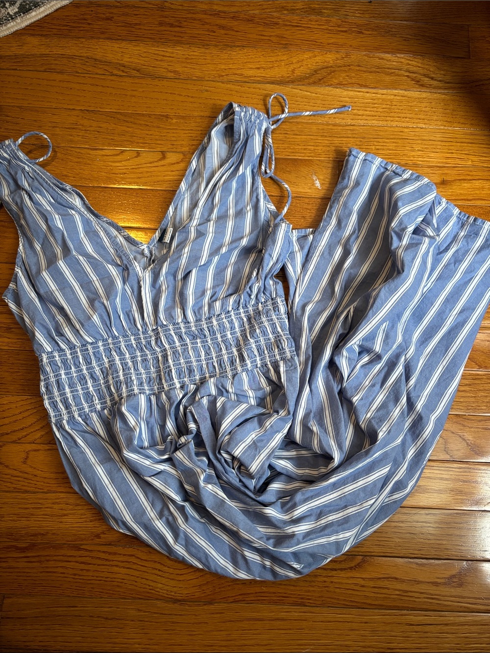 Old Navy Blue and White Striped Girls One-Piece Romper